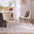 YOUNUOKE Mid-Century Modern Dining Chairs Set of 2, Khaki PU Leather by YOUNUOKE