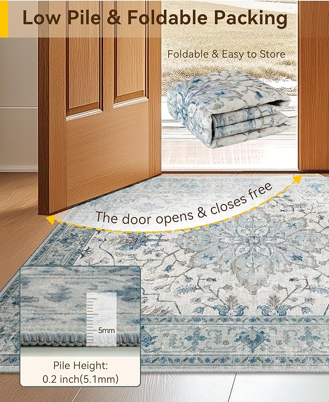 RELEANY Area Rugs 2'x6' Runner Rug Non Slip Washable - Image 5