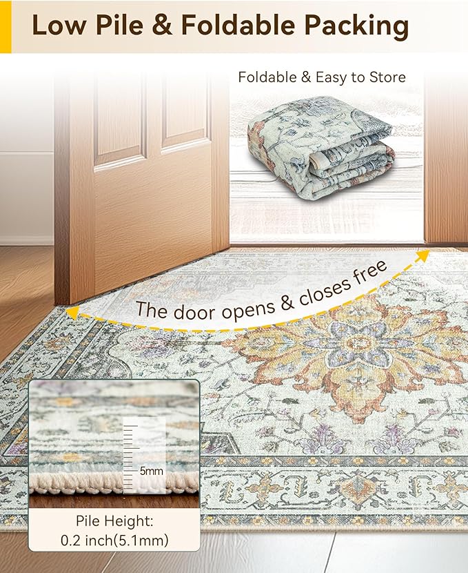 RELEANY Area Rugs 2'6"x14' Runner Rug Non Slip Washable - Image 4