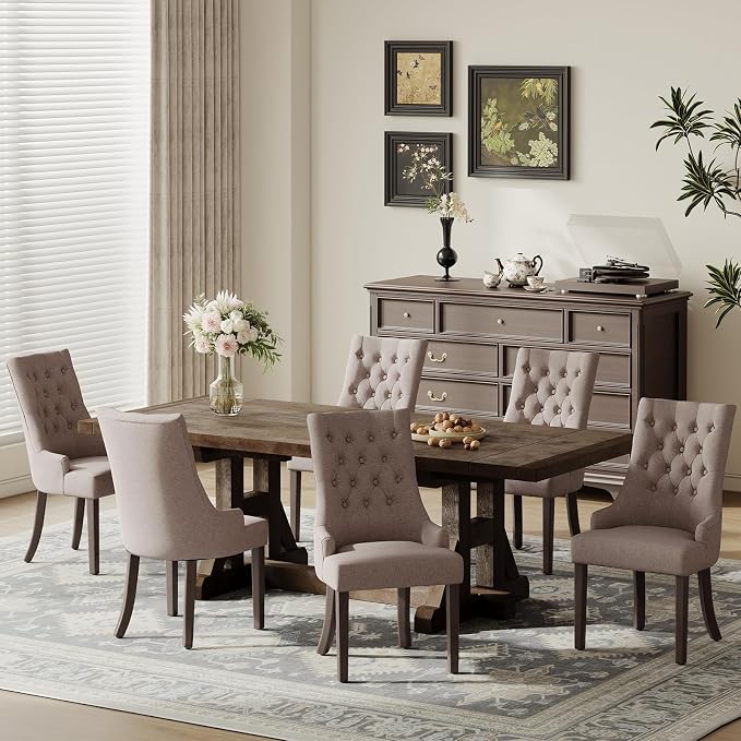 COLAMY Fabric Side Dining Chairs Set of 2, Wingback Upholstered Dining Room - Image 8