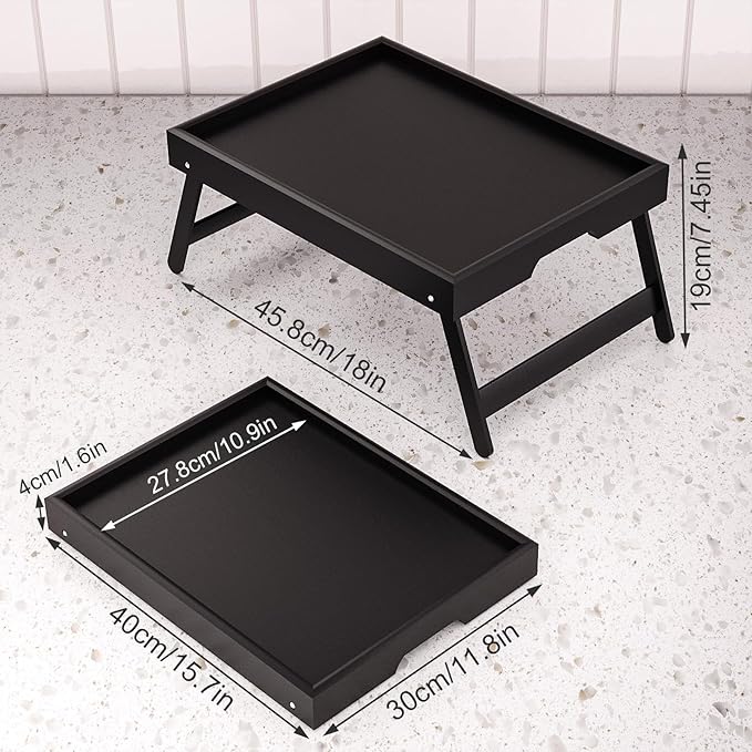 Fibogollo 4 Pack Bamboo Bed Tray Table - Image 2