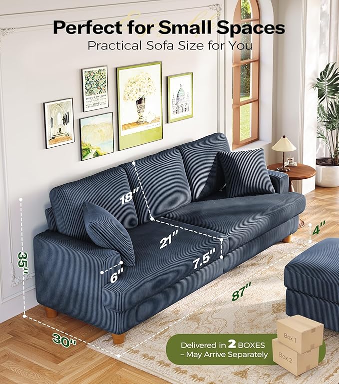 Kidirect 87in U Shaped Couch, Modular Sofa No Tool Assembly, Comfy Sectional - Image 2