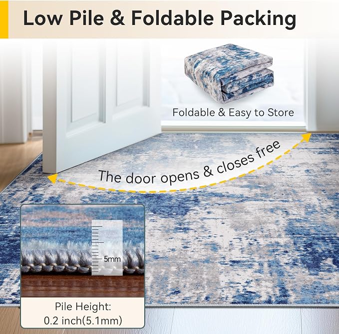 RELEANY Washable Area Rugs Square 8ft Non-Slip Modern Abstract Soft - Image 4