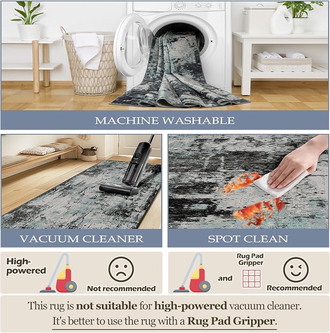 RELEANY Washable Area Rugs 7'x9' Non-Slip Modern Abstract Soft - Image 5