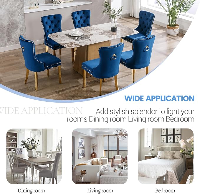 KCC Velvet Dining Chairs Set of 2, Upholstered High-end Tufted Dining Chair - Image 7