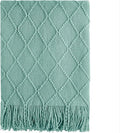 BOURINA Dark Cyan Throw Blanket 50x60 Inches Throw Textured Solid Soft Sofa by BOURINA