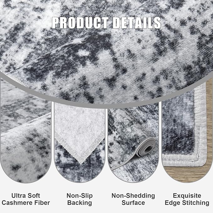 Washable Area Rug 3x10 Entryway Rug: Washable Modern Abstract Soft Thin Rug - Image 6