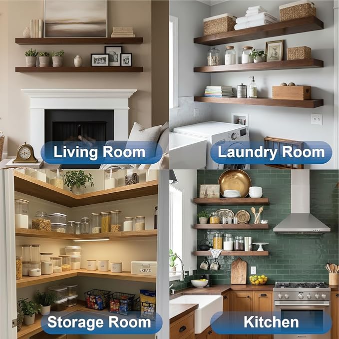 LEOPO Black 4-Pack 5 inch Floating Shelf Brackets, Hidden Shelf Bracket - Image 8