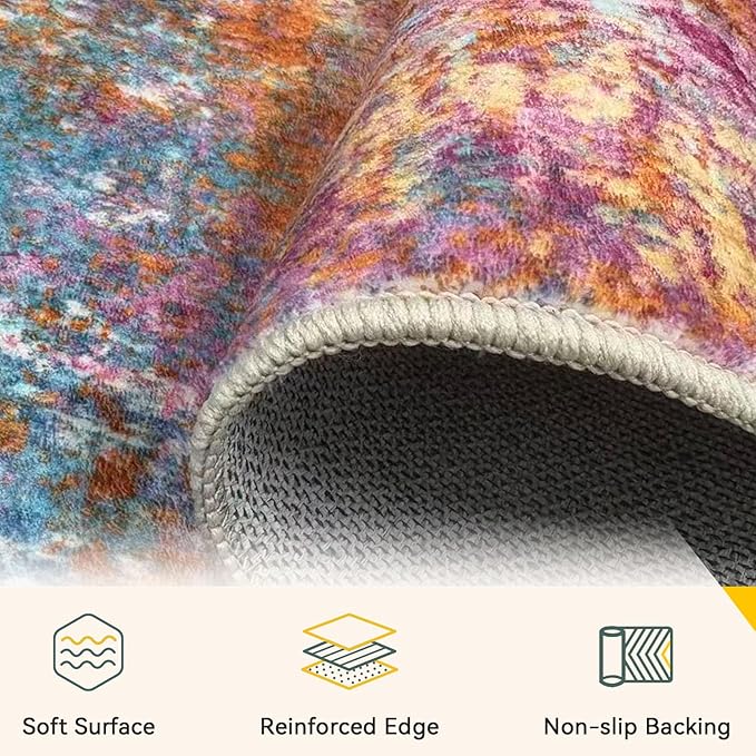RELEANY Washable Area Rugs 10'x14 Non-Slip Modern Abstract Soft - Image 4