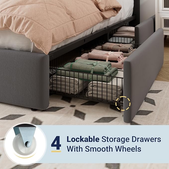 Allewie Full Size Storage Bed Frame, Vertical Channel Tufted Adjustable - Image 5