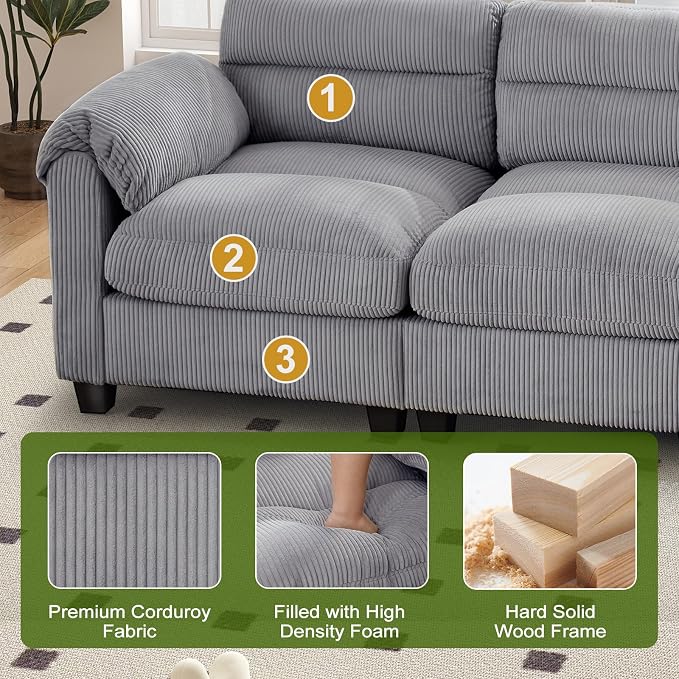 HAOMARKETS Corduroy Sofa Set, Upholstered Armchair - Image 4