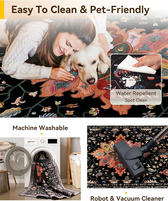 RELEANY Area Rugs 3'x9' Runner Rug Non Slip Washable - Image 4