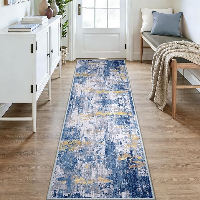 RELEANY Washable Area Rugs 3x9 Non-Slip Modern Abstract Soft - Image 2