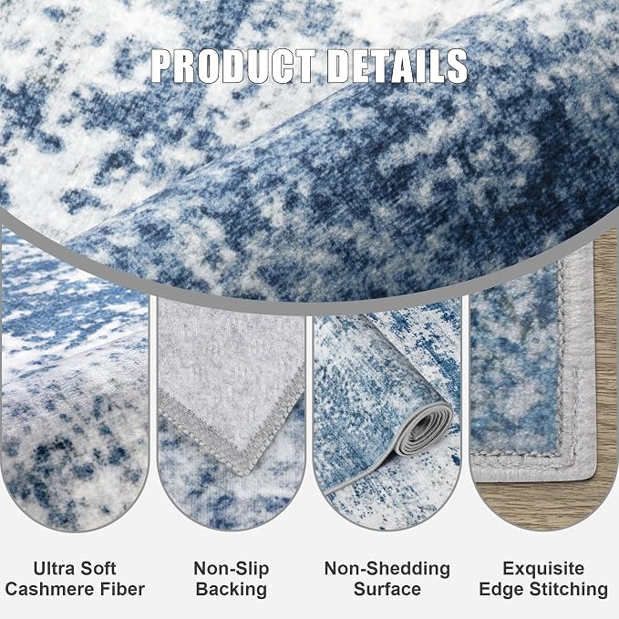 Washable Area Rug 3x10 Entryway Rug: Washable Modern Abstract Soft Thin Rug - Image 6