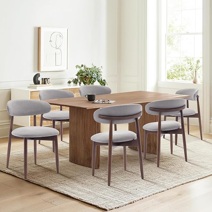 COLAMY Wooden Dining Chairs Set of 2, Modern Fabric Upholstered Dining Room - Image 7