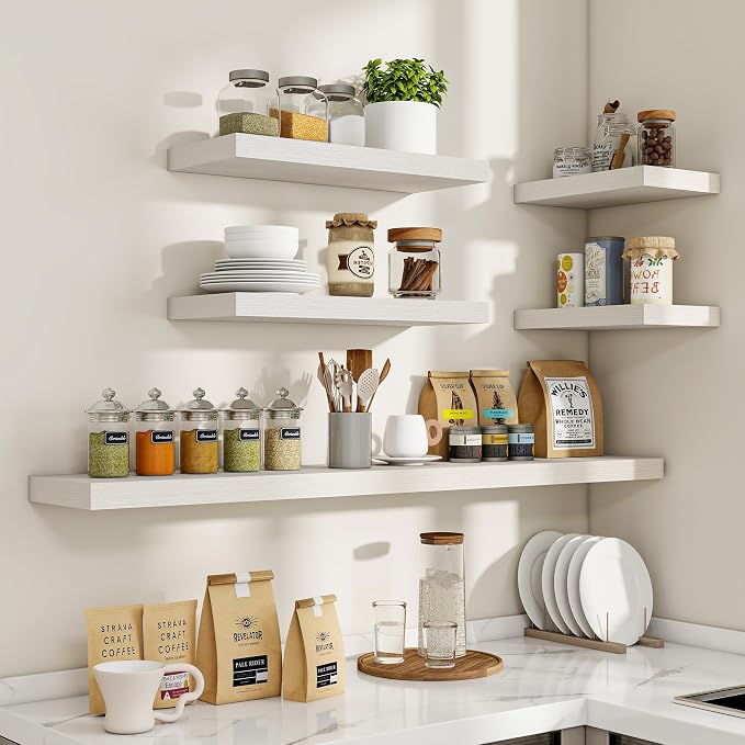 Acovy 16 Inch Floating Shelves, Wooden Shelves - Image 7