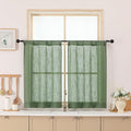 Chyhomenyc Sage Green Semi Sheer Curtains 36 Inch Length, Light Filtering Faux by Chyhomenyc