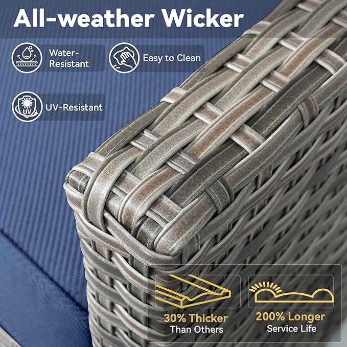 5 Pieces Outdoor Patio Furniture Set-All-Weather Wicker Patio Swivel Glider - Image 6