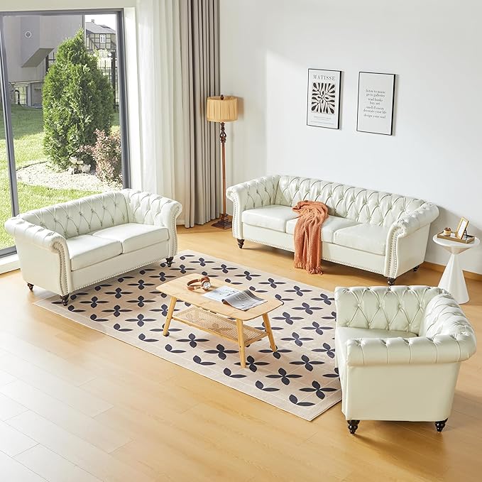 AVZEAR Chesterfield Loveseat Sofa, Upholstered Sofa Modern Sofa Couches Set - Image 4