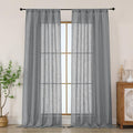 Chyhomenyc Charcoal Grey Semi Sheer Curtains 96 Inches Long 2 Panels by Chyhomenyc
