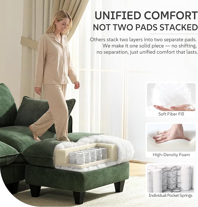 Ihanherry 139" U-Shaped Modular Sectional Couch, Oversized Cloud Sofa - Image 4