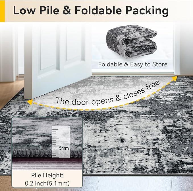 RELEANY Washable Area Rugs 3x8 Non-Slip Modern Abstract Soft - Image 4