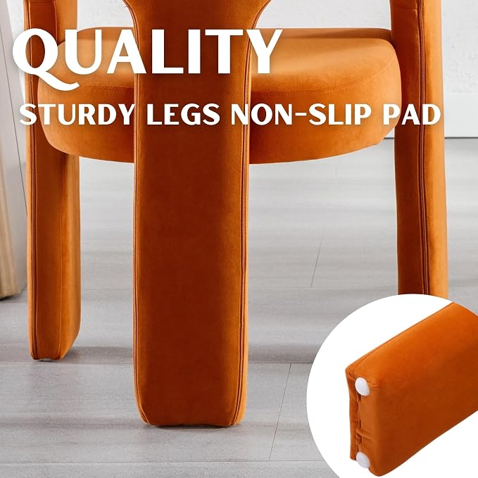 RIVOVA Modern Barrel Dining Chair, Velvet Upholstered Accent Side Chair - Image 6