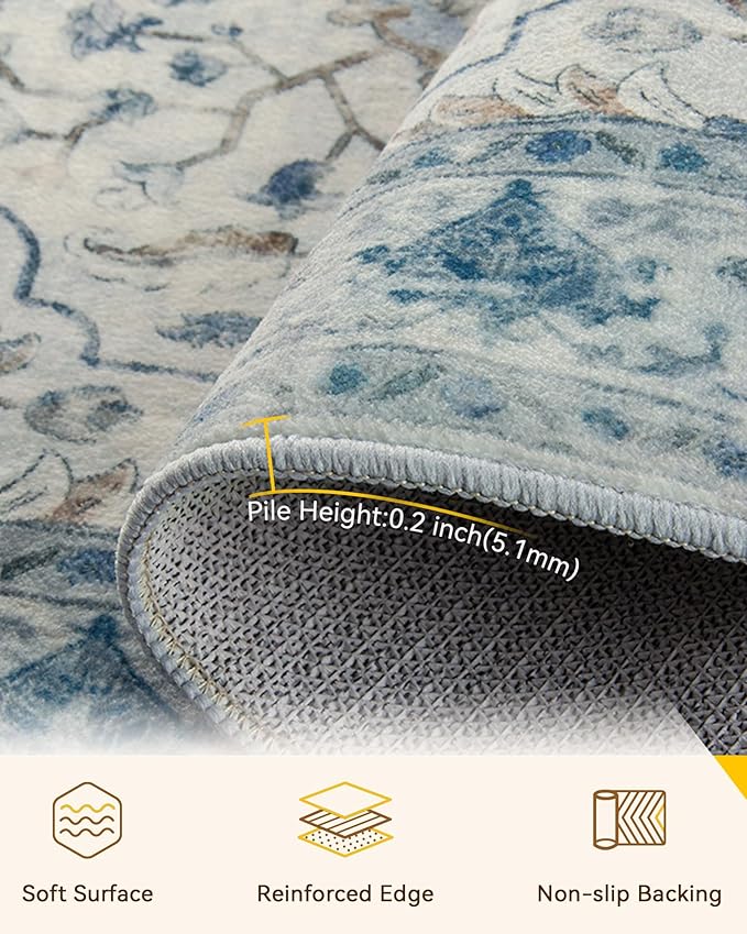 RELEANY Area Rugs 3'x6' Runner Rug Non Slip Washable - Image 4