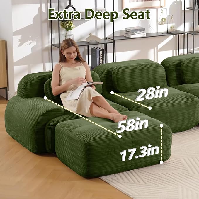 Boneless Sectional Couch, No Assembly Required, 81.8” Modular Cloud Sofa - Image 5