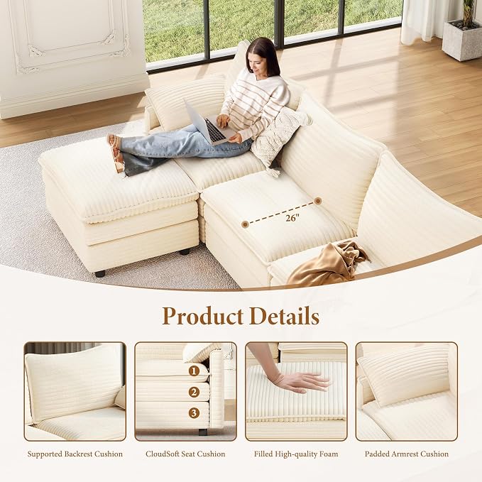 Vesgantti 169" Large Modular Sectional Sofa, Big Comfy Cloud Couch - Image 4