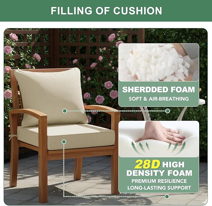 Summsun Patio Chair Cushions 22 x 22 Inch, Faux Linen Outdoor Furniture Cushions - Image 6