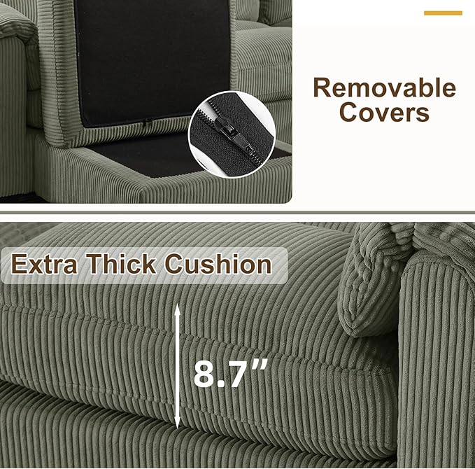 HAOMARKETS Corduroy Sofa Set, Upholstered Armchair and Loveseat - Image 6