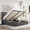 Allewie Queen Size Lift Up Storage Bed, Button Tufted Headboard by Allewie