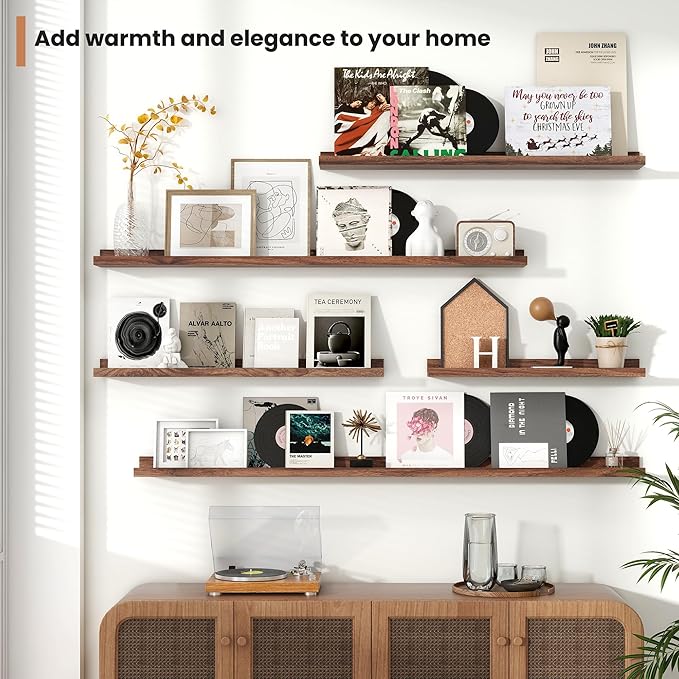 Fun Memories Picture Ledge Shelves Set of 2, 36 Inch Rustic Wall Mounted - Image 7