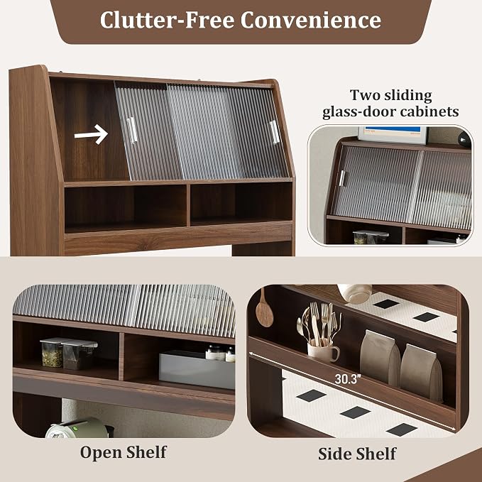 Spaco 2-in-1 Folding Dining Table and Buffet Cabinet Set, Compact Pull-Out - Image 3