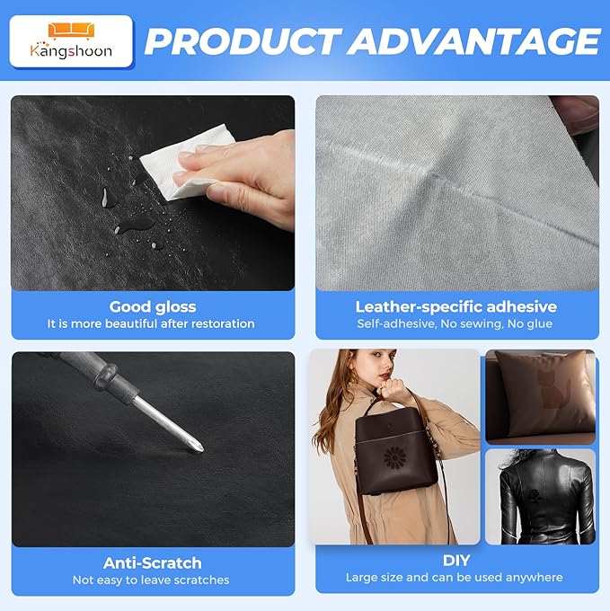 Kangshoon Leather Repair Patches, 17X158 Inch Self-Adhesive Leather Repair Tape - Image 3