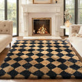 Ophanie Black & Beige Diamond Checkered Rugs by Ophanie