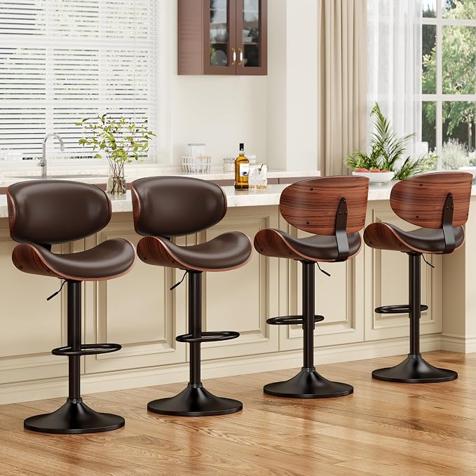 YaFiti Swivel Bar Stools for Kitchen Counter, Adjustable Bentwood Barstools - Image 7