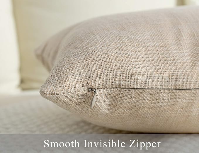 Stellhome Set of 2 Decorative Linen Throw Pillow Cover Square Burlap Farmhouse - Image 4