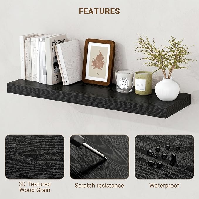 Acovy 48 Inch Floating Shelves, Wooden Shelves - Image 5