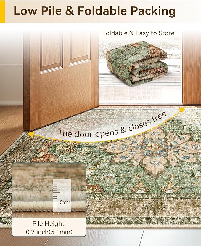 RELEANY Area Rugs 3'x6' Runner Rug Non Slip Washable - Image 5