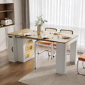 Extendable Dining Table with 3 Removable Middle Leaves, Mobile Rolling Island by SIYSNKSI