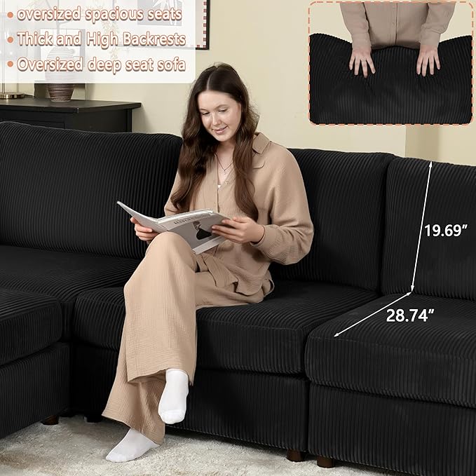 EASE MOOSE Oversized Sectional Modular Sofa, Large U Shape Sectional Couch Wide - Image 5