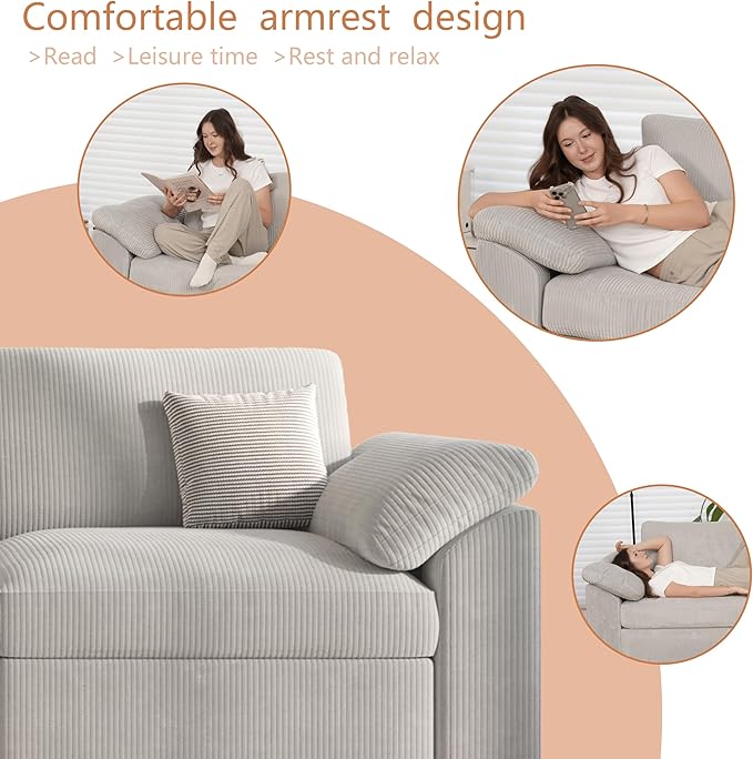 EASE MOOSE Comfty 2 Seat Couch, FSC Certified Modern Deep Seat Sectional Modular - Image 7