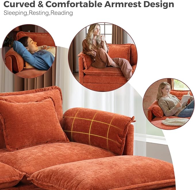 ELUCHANG 150" U Shaped Modular Sectional Cloud Couch - Image 5