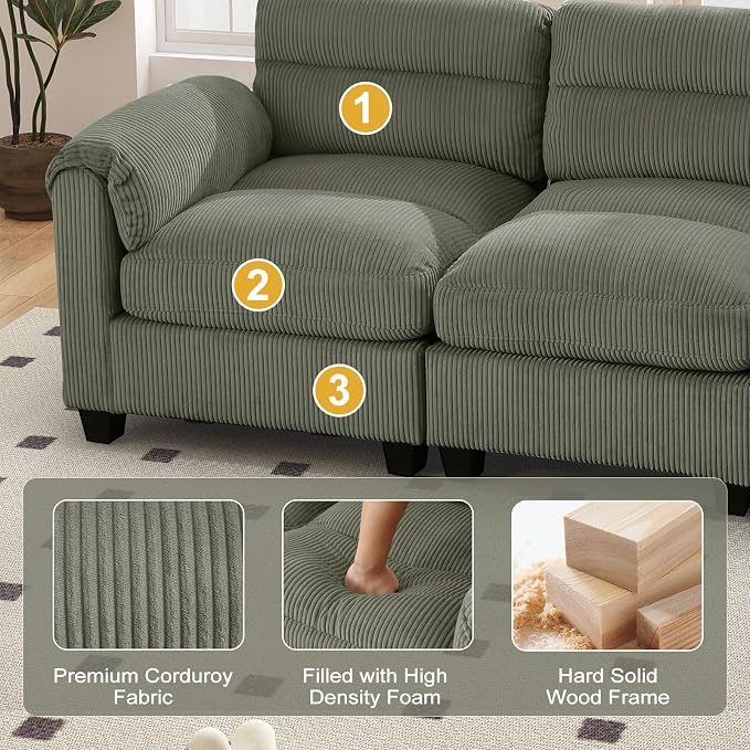HAOMARKETS Corduroy Sofa Set, Upholstered Armchair - Image 4