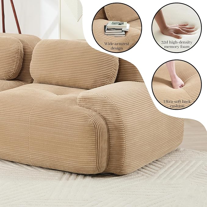 Boneless Sectional Couch, No Assembly Required, 117.3” U Shaped Modular Cloud - Image 7