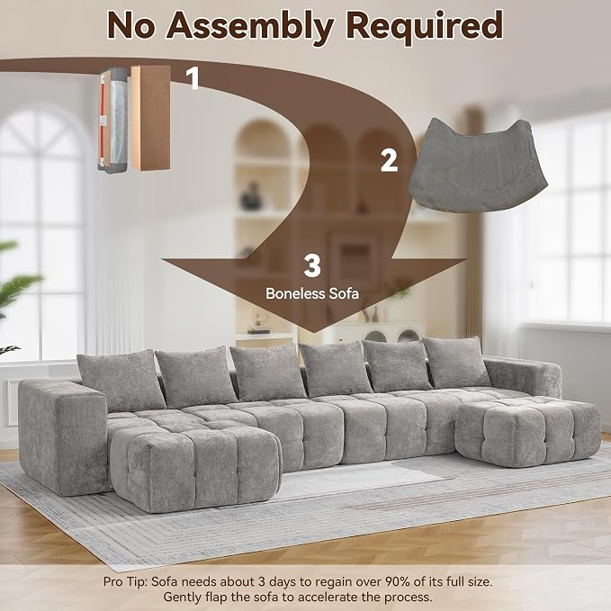 78.7" Loveseat Boneless Couch, Upholstered Cloud Love Seat - Image 6