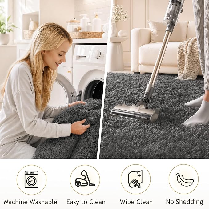Ophanie 2x10 Runner Rug for Hallway, Upgrade Non-Slip Fluffy Soft Bedside Rugs - Image 3