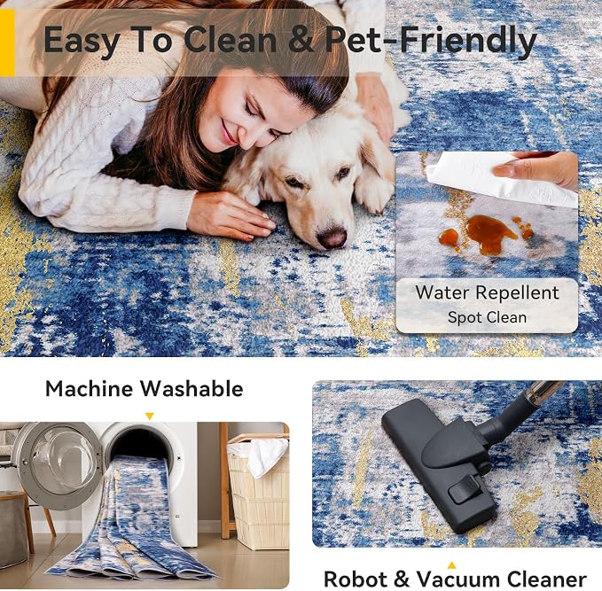 RELEANY Washable Area Rugs 2x9 Non-Slip Modern Abstract Soft - Image 5
